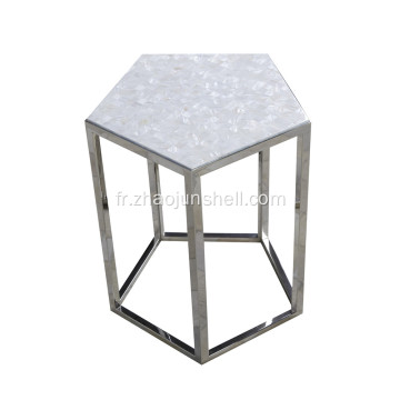 Table de thé chinois Seashell CANOSA avec le Pentagone en acier inoxydable